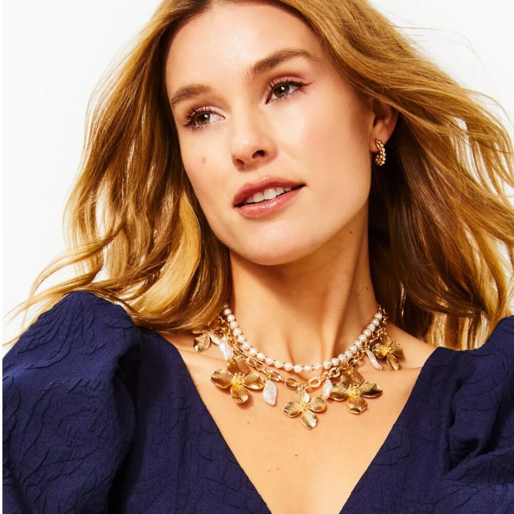 Lilly Pulitzer Via Flora Pearl Gold-tone Necklace
